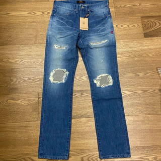 WTAPS BLUES VERY SKINNY TRASH TROUSERS COTTON 窄版破壞牛仔褲 M號