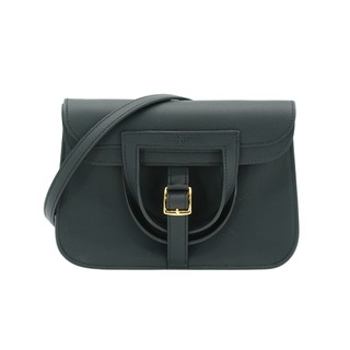 Hermes Mini Halzan 牛皮金釦手提/斜背兩用包(Noir黑)