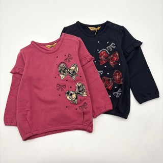 金安德森童裝/女童長袖 格紋蝴蝶結長袖上衣 微刷毛上衣 氣質長袖 1133