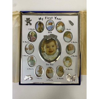 [居家百貨]My First Year 寶寶成長紀念相框｜1–12個月 13格銀色相框