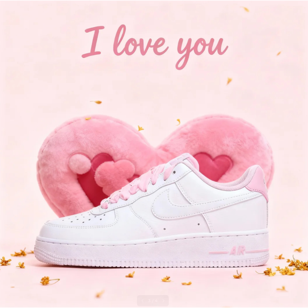 🔥革調 Nike Air Force 1 '07 Vintage 絲絨鞋帶空軍 情人節禮物 韓系穿搭板鞋 女款 白粉色