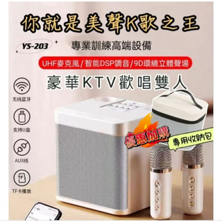 【國家合格認證】收納包 YS 203豪華旗艦雙人 KTV麥克風音響 家庭行動KTV 無線音響 藍芽麥克風 K歌