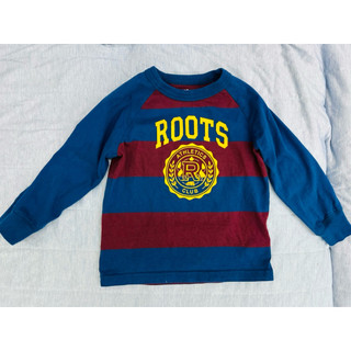 (二手）Roots kids小童徽章條紋長袖T恤-3T