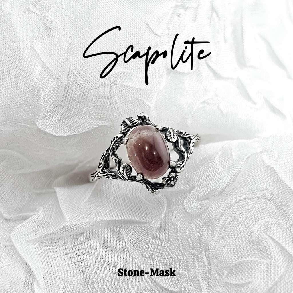 石鬼面🔅天然 高品 貓眼 方柱石 水晶 蛋型 復古 鏤空 純銀戒 Sca-09