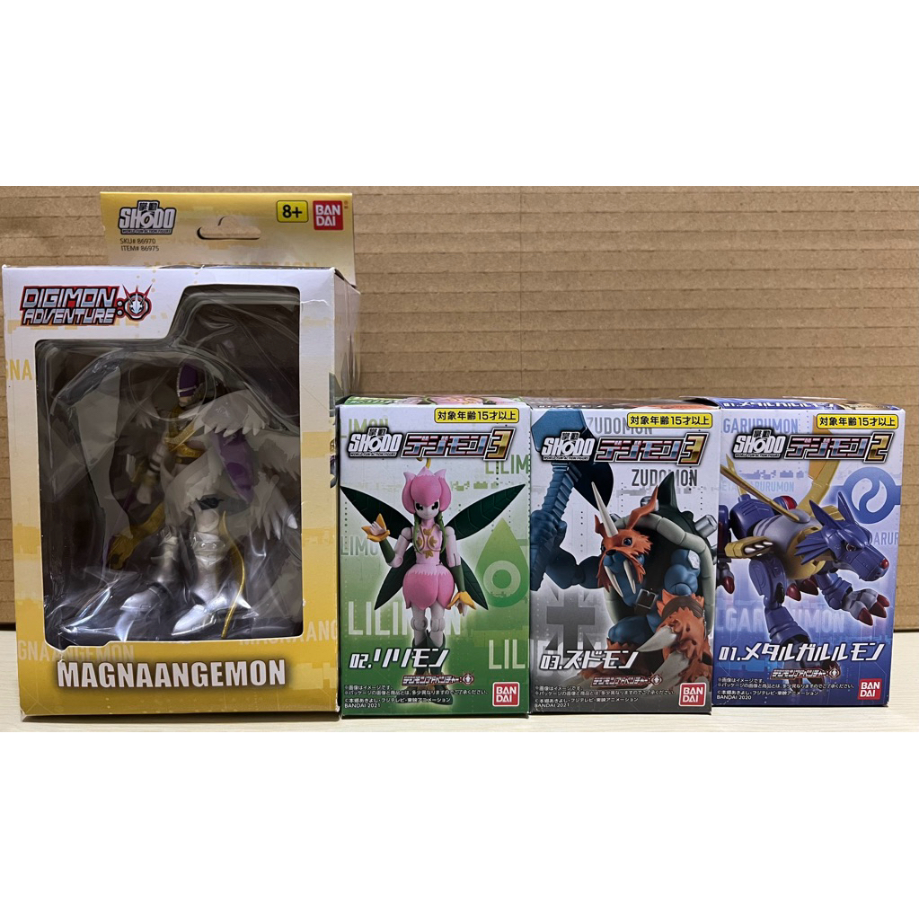 全新 現貨 萬代 魂商店 SHODO 掌動 數碼寶貝 鋼鐵加魯魯 神聖天使獸 花仙獸 祖頓獸  關節可動 盒玩 玩具