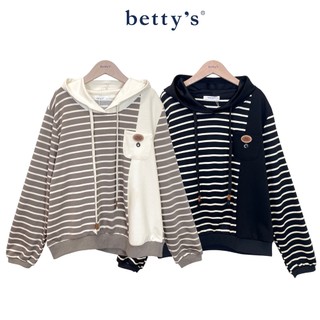 betty's貝蒂思(55)率性連帽橫條拼接T-shirt(共二色)