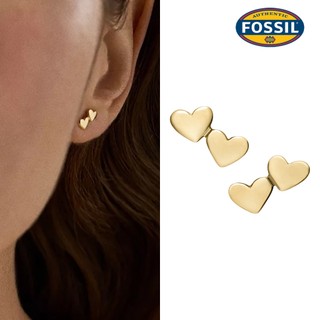 【FOSSIL 官方旗艦館】Sutton 戀戀心語黃銅耳環-金色 JA7301710