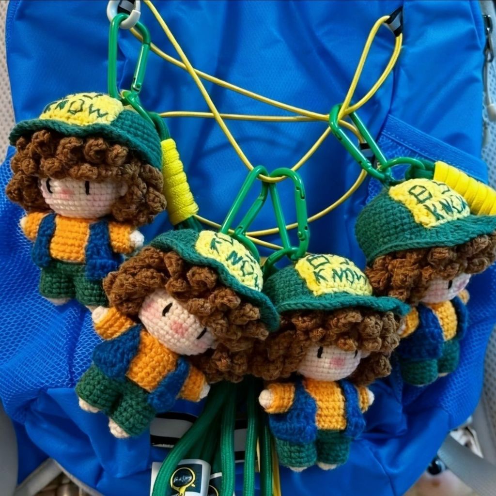 🔥怪奇物語達斯汀漢堡手工玩偶🔥免運 怪奇物語吊飾玩偶 達斯汀小漢堡大號人偶 純手工針織 DIY 鈎織成品 毛綫純手工禮物