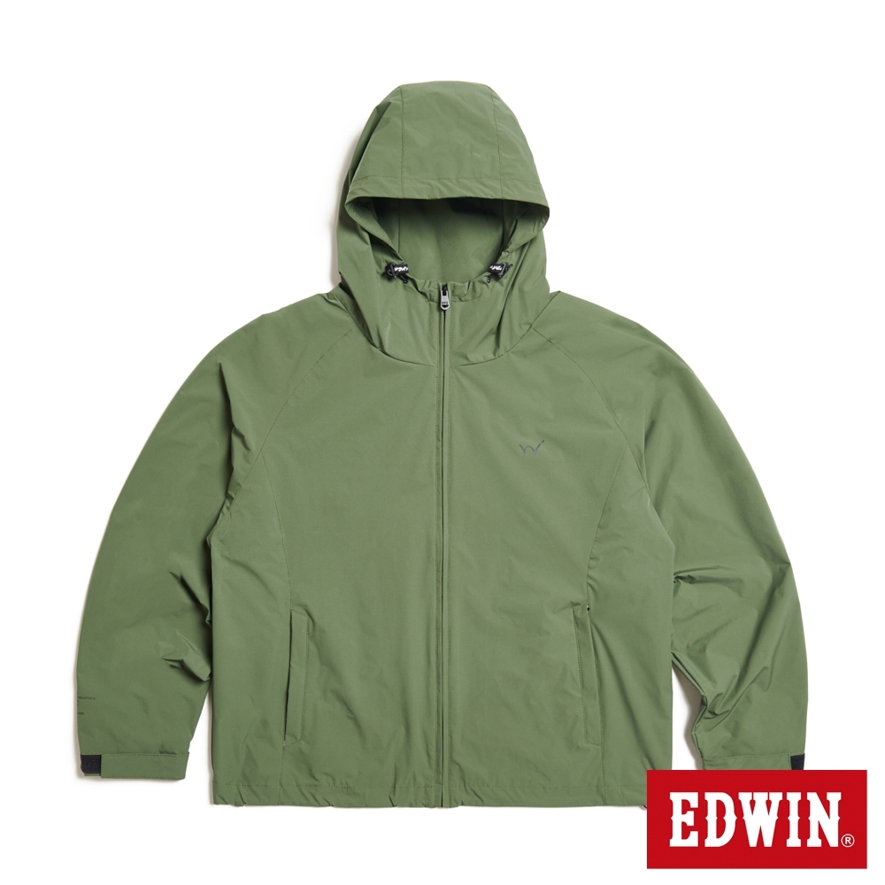 EDWIN 男款 大寬版防風連帽外套(灰綠色)