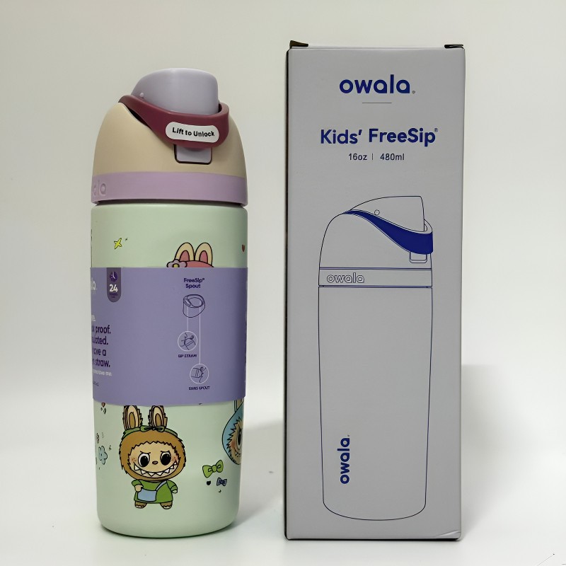 【活動促銷 優惠多多 】好市多 兒童水壺 16oz/480ml 不鏽鋼 綠色拉布 owala freesip Kids