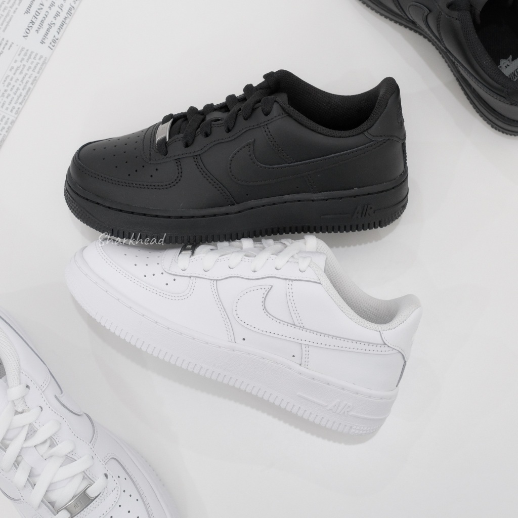 【Sharkhead】現貨 Nike Air Force 1 全白 黑 小白鞋 DH2920-111 001 鐵牌 大童