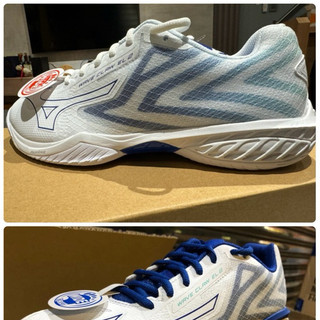 寬楦4E 24.5 25 (羽球世家）美津濃 MIZUNO 羽球鞋 WAVE CLAW EL 2 白底淺藍
