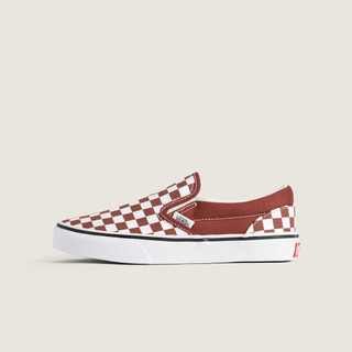 [unclev1966] VANS SLIP ON CHK 褐色 咖啡 棋盤格 休閒 懶人鞋 中童 滑板鞋