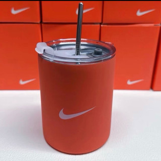 🎁◀ ELO現貨秒出 ▶ NIKE 不銹鋼咖啡杯 橘色 400ML 水杯 保溫 保冷 含不銹鋼吸管 國外限定 交換禮物