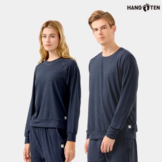 【Hang Ten】男女裝-AeroKnit空氣針織吸濕快乾側口袋大學T(丈青花紗)