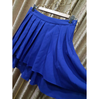 MOMA 全新 藍紫色百折前短後長鏤空蕾絲安全褲裙