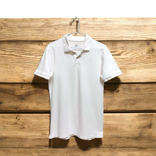 【二手九成新專櫃正品】 GAP 翻領衫 POLO衫 休閒T恤 白色POLO衫 白色上衣 居家休閒上衣 素面T恤衫
