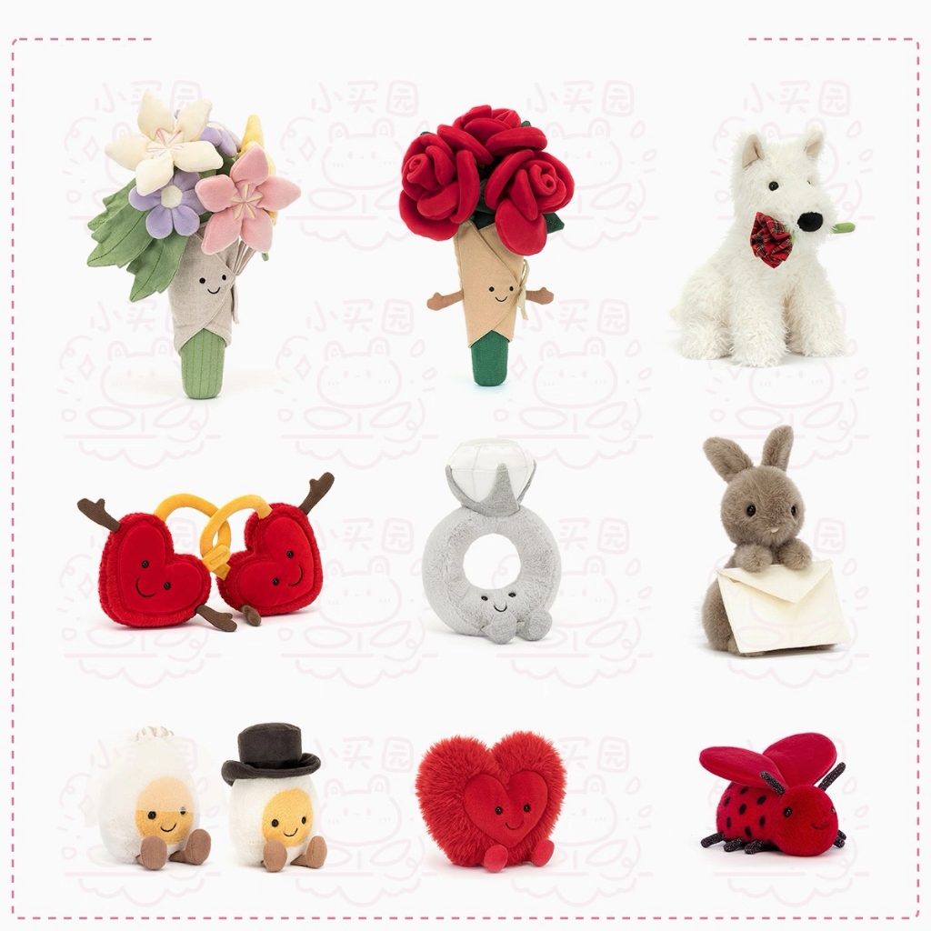 🔥Jellycat 🇬🇧正品代購 免運在台🔥手捧花 玫瑰花 鑽戒 告白西高地 同心鎖 毛絨玩偶 紀念日禮物 求婚 送女友