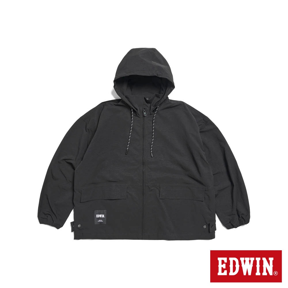 EDWIN 男款 街頭防風連帽外套(黑色)