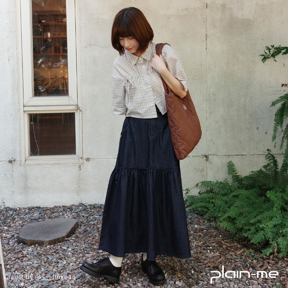plain-me [SAAKO 丹寧蛋糕裙] 女生裙子 丹寧 牛仔裙 長裙 裙子 [SAA5034-252]