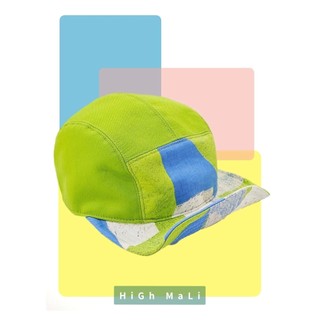 【HiGh MaLi】日系五分帽 | 鮮草綠+藍幾何 | 帽簷三樣式 | 日布