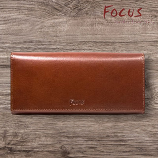 【寧寧精品】台中35年老店 Focus 壓扣式多大鈔夾層 咖啡色 經典原皮多卡層大容量拉鍊女用長夾 FTC3573