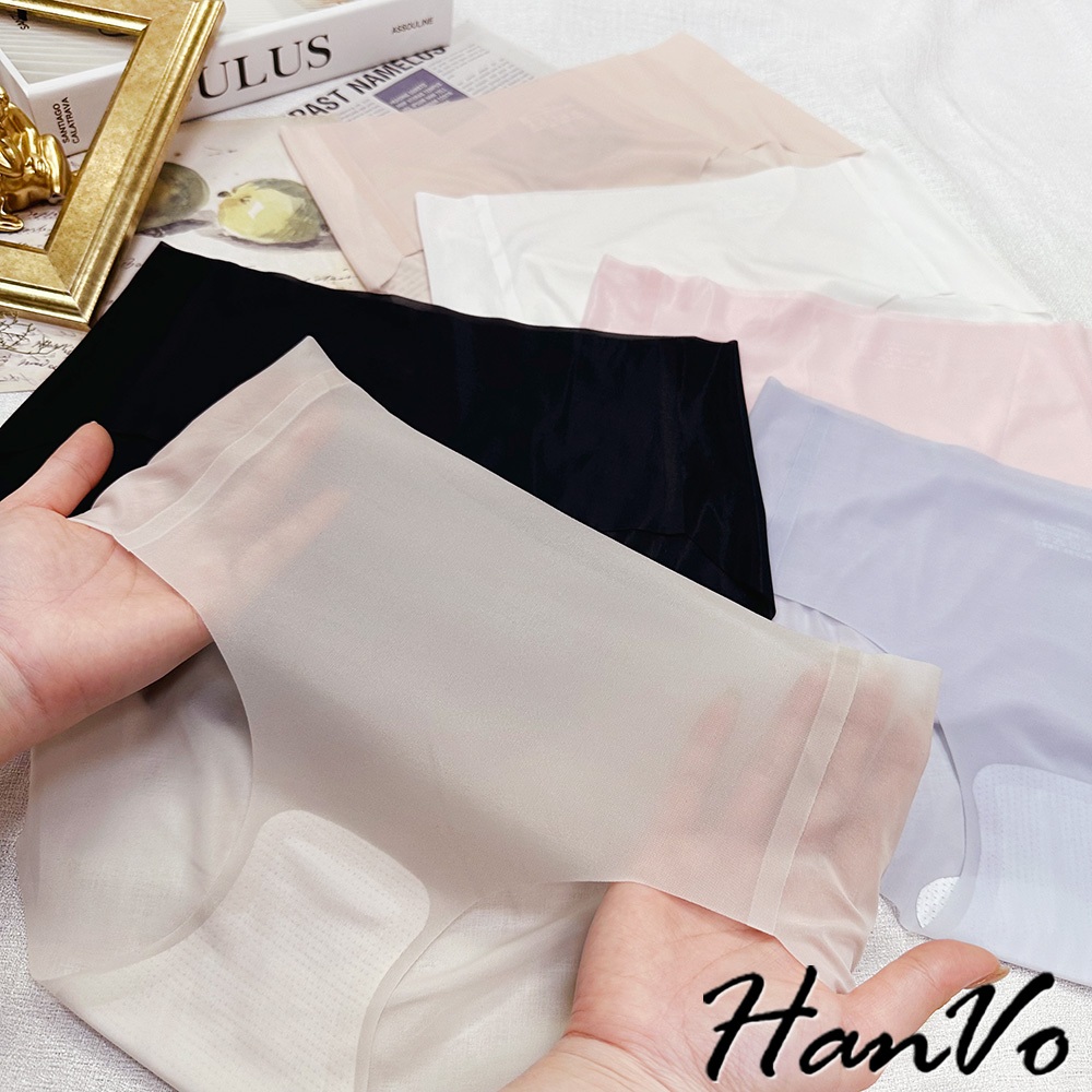 【HanVo】天天出貨 超薄裸感3D立體面膜內褲 冰絲無痕涼感中腰  無痕內褲 冰絲內褲 女內褲 內褲 A11-5787