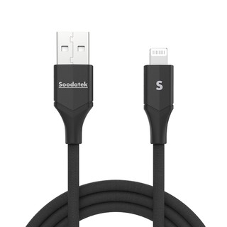 【Soodatek】 V型鋁殼高彈絲編織線 傳輸線充電線 黑/藍/銀 USB A to Type C/Lightning