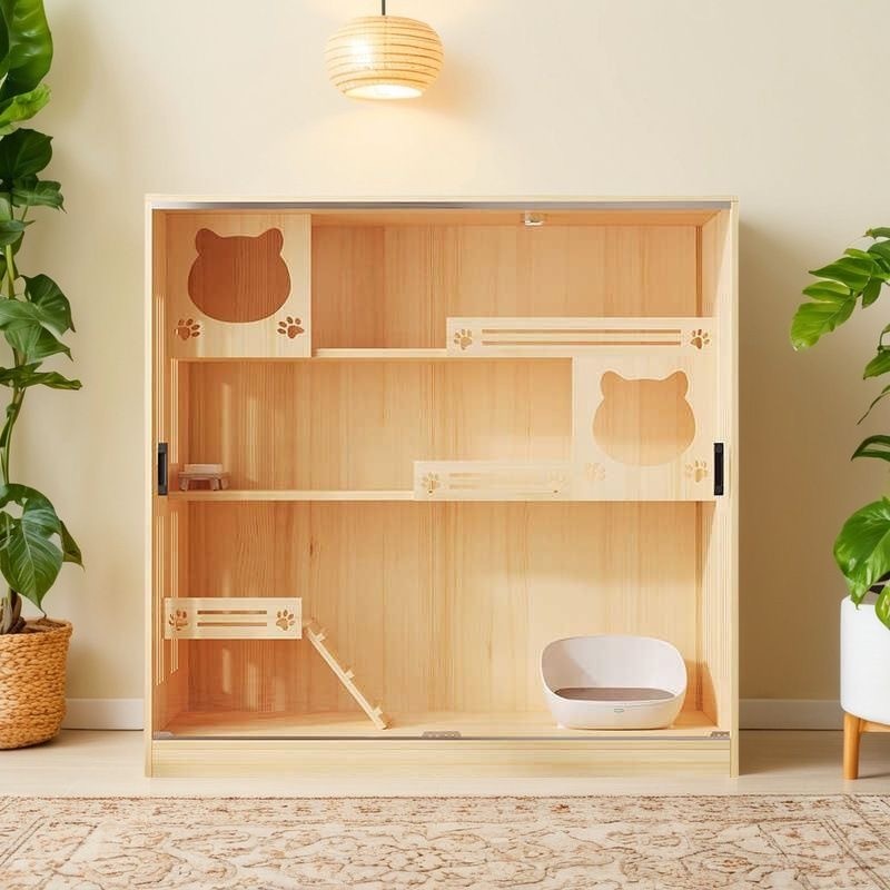 優選品質🥇貓別墅家用寵物櫃室內貓窩貓城堡豪華貓籠子貓咪房子貓舍貓屋貓櫃