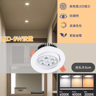 【EDDY💡- V133-8】LED-9W 崁孔9.5公分崁燈 可調角度 電源內建 採用OSRAM LED 全電壓