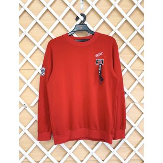 RQ POLO team 紅色刺繡圖章小飄帶長袖上衣 大童 (25100412