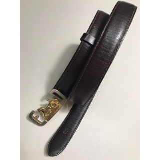 vintage CELINE 古典馬車logo 細版棕色腰帶 皮帶 65/S