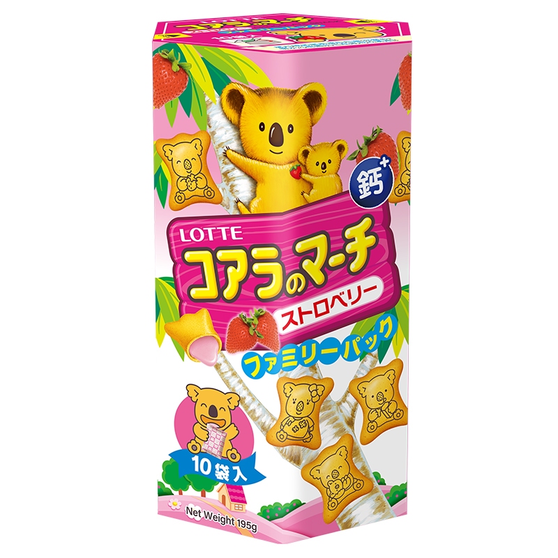 LOTTE樂天 小熊餅乾家庭號(草莓風味) 195g【家樂福】