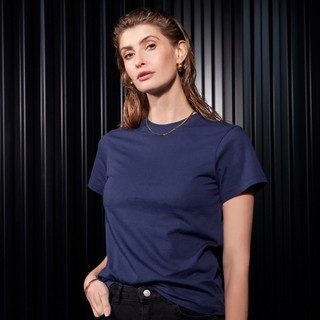 Bread & Boxers Crew-Neck Cotton 純有機棉女用圓領Ｔ- 海軍藍
