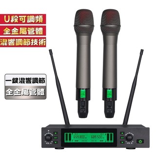 專業舞台演出麥克風 會議演講麥克風 一拖二無線麥克風 動圈咪芯麥克風 金屬分體式麥克風 混響調節技術 U段可調頻
