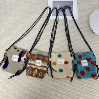 現貨 韓版毛絨小包 彩虹波點可愛小包 手機袋 側背袋 斜背小包 隨身外出小包 百搭小包