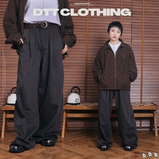 【DTT】UP02 | "Urban Pleated Pants" 城市打摺細條紋長褲 深黑 直筒褲 長褲 寬褲 長褲男