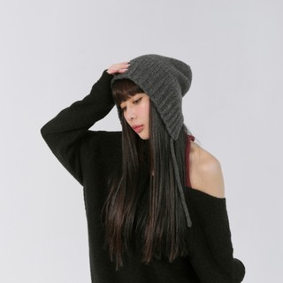 QUEENSHOP F女裝 羊毛綁帶針織毛帽 兩色售 現+預 【07020981】