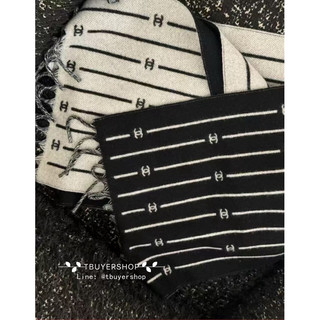 [TBUYERSHOP] Chanel 25b 滿版logo黑 雙面羊絨圍巾🧣