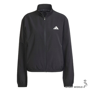 Adidas 立領外套 女裝 口袋 排汗 黑/棕【運動世界】JD6539