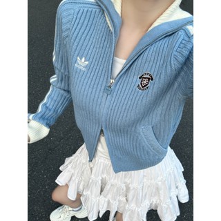 限時特賣 ADlDAS TEAM Originals 女團 運動外套 女 藍色 黑色 針織 毛衣外套 KF0719