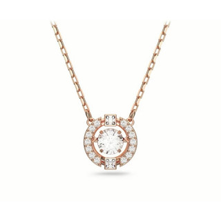 【SWAROVSKI 施華洛世奇】Una 項鏈 圓形切割 白色 鍍玫瑰金色