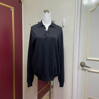 美國品牌 Brooks Brothers 深灰色 義大利 美麗諾羊毛 翻領毛衣 長袖上衣 s