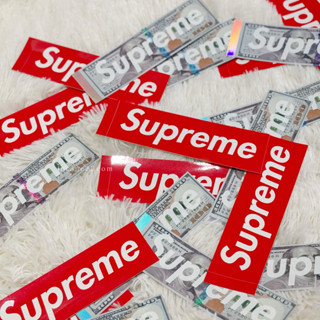SUPREME 潮牌 貼紙 長條 LOGO 美金 紅白 現貨【Insane-21】
