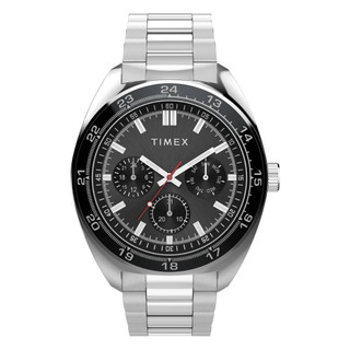 【TIMEX】天美時 Weston 45毫米 星期日期 24小時顯示 多功能不鏽鋼鍊帶腕錶 銀黑 TXTW2Y22600