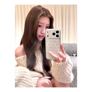 韓系ins少女溫柔珍珠白線蝴蝶結條適用iPhone17 16 15 14 13 Pro Max 手機殼全包電鍍銀軟邊硬殼