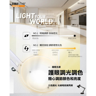 【TRISTAR】復古折疊USB供電 LED柔光座夾兩用閱讀燈TS-L029白