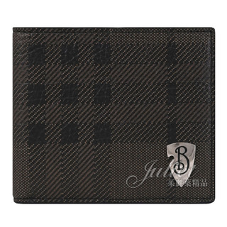 【茱麗葉精品】BURBERRY 8102927 盾牌LOGO格紋圓點對開8卡短夾.棕綠 現貨在台