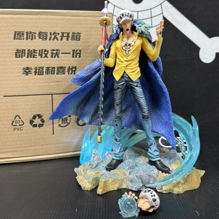 AS 王下七武海 特拉法爾加·羅 25CM 頭+手可替換 地台可發光 托拉法爾加·D·瓦特爾·羅 海賊公仔 羅 翻模模型