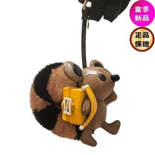 Fendi 7AS410 Furette 拼色貂毛棕色造型吊飾